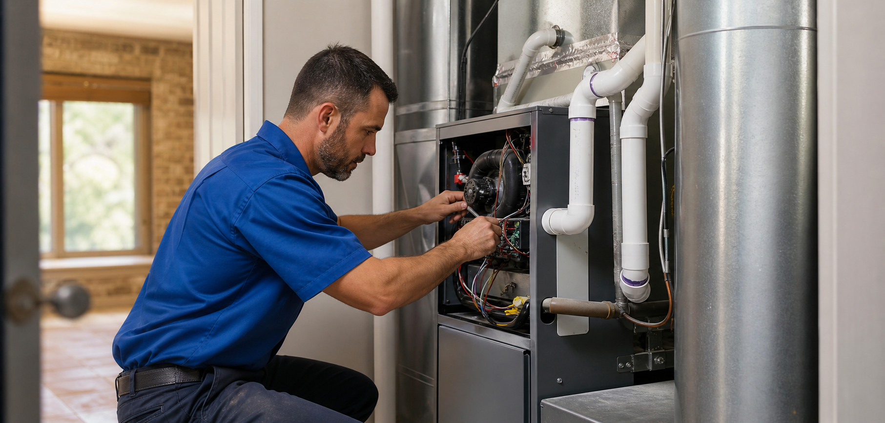 Clean new furnace installation in a North Louisiana home