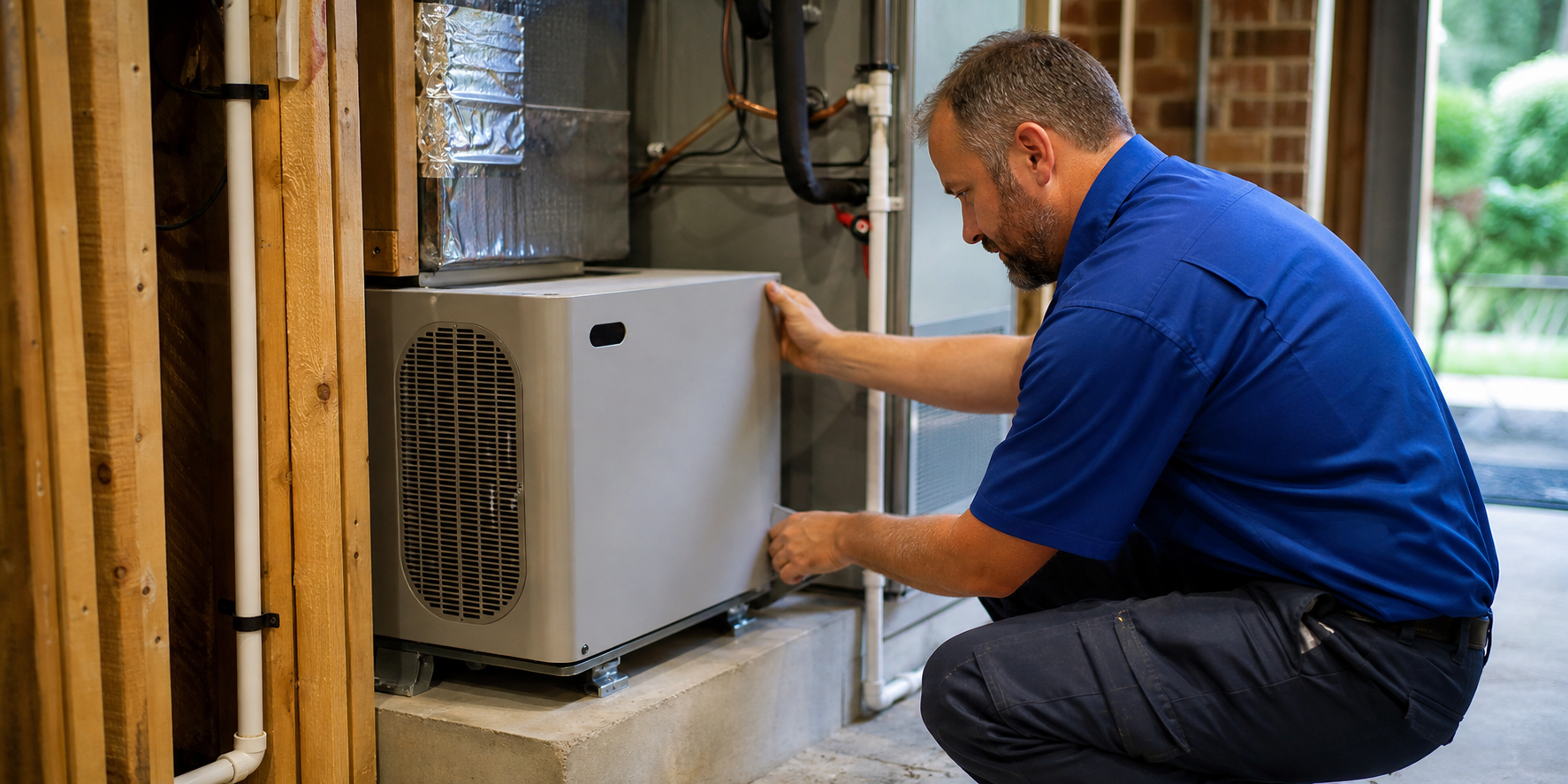 Whole-home dehumidifier installed alongside HVAC equipment in a North Louisiana home