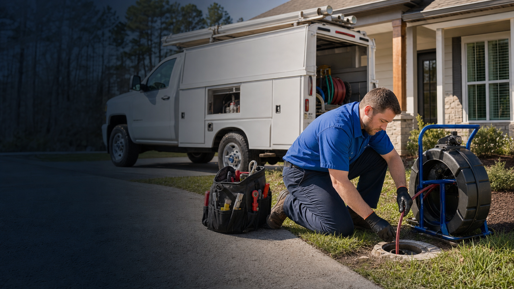 Mark Johnson & Sons Plumbing technician working on a plumbing repair in Ruston, LA