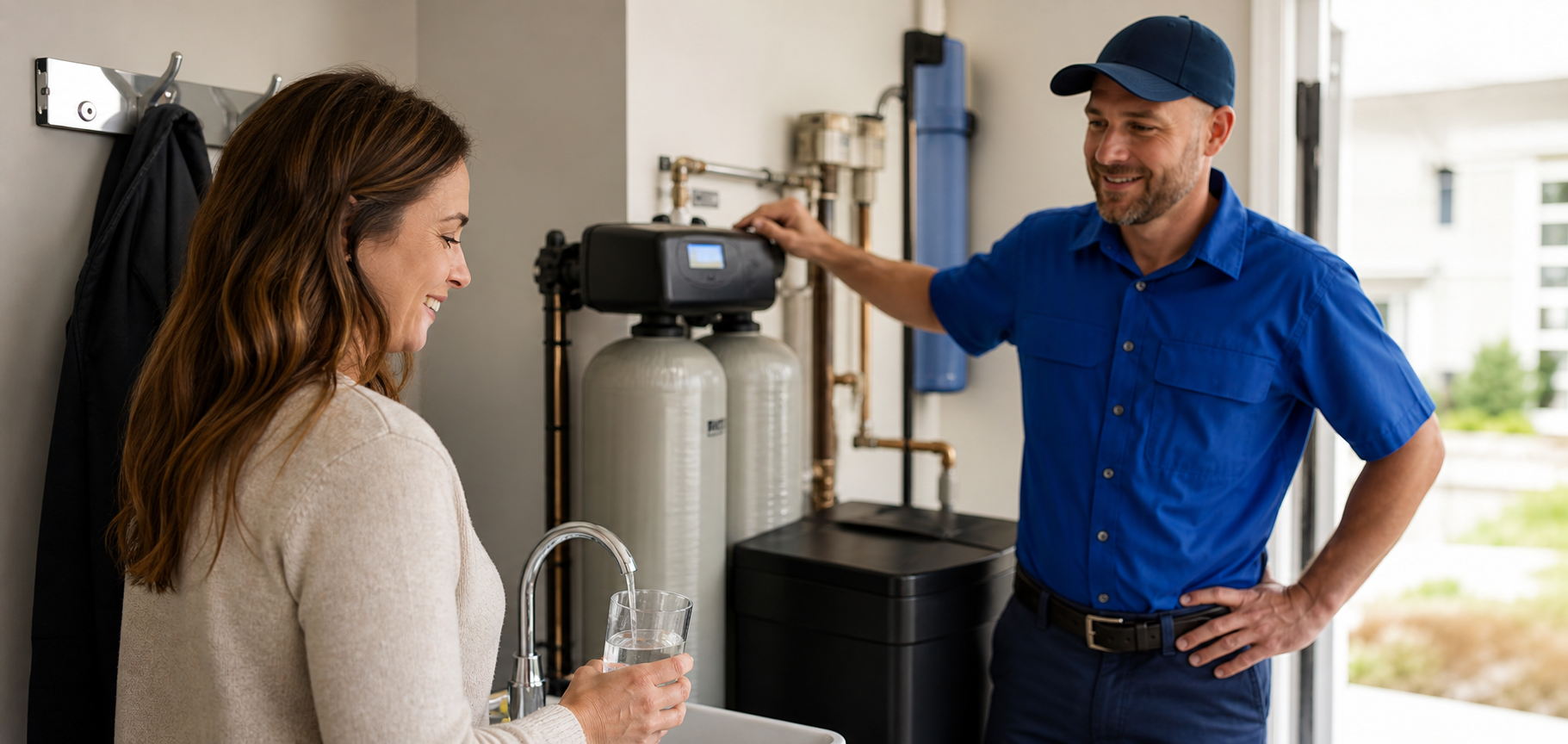 Salt-based water softener installed in a North Louisiana home